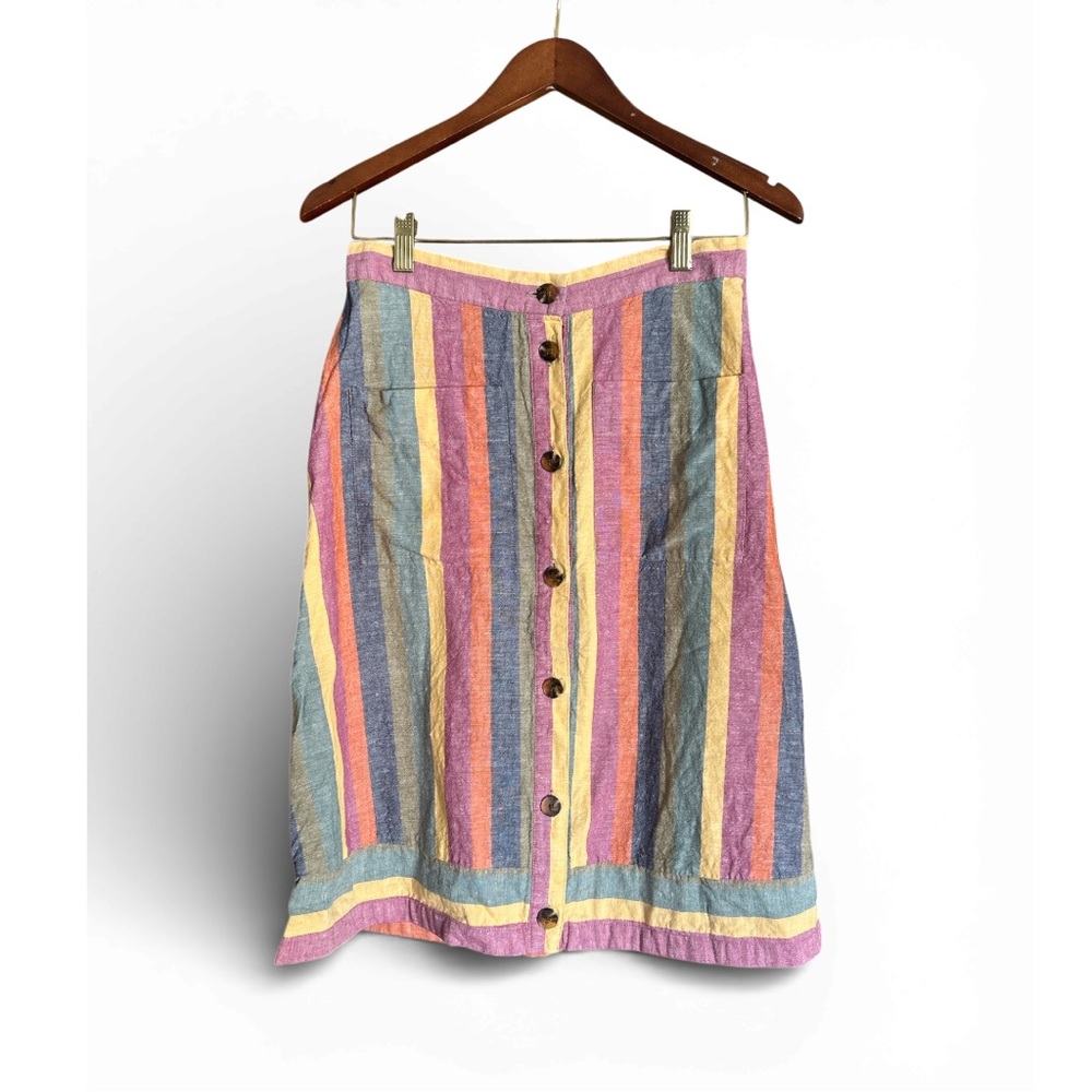 Madewell Rainbow Striped Midi Skirt